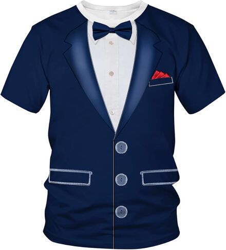 تي شيرت Blissboy Funny Tuxedo Graphic تي شيرت جديد بأكمام قصيرة ورقبة مستديرة in Saudi Arabia