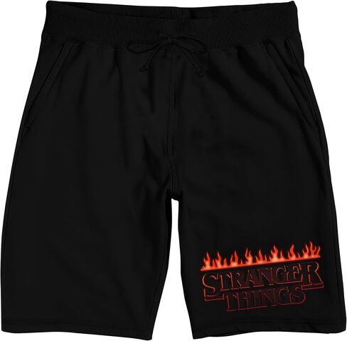 شورت بيجامة للنوم باللون الأسود للبالغين يحمل شعار Flame Logo Stranger Things من Bioworld in Saudi Arabia