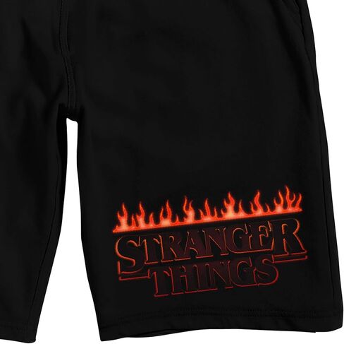 شورت بيجامة للنوم باللون الأسود للبالغين يحمل شعار Flame Logo Stranger Things من Bioworld in Saudi Arabia