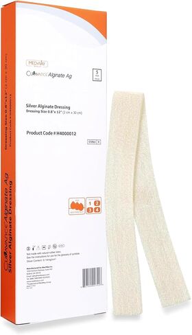 Silver Calcium Alginate Ag Sterile Highly Absorbent Antibacterial Dressing, 0.8"x12", 10 Pack in Kuwait