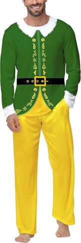 Men Christmas Pajama Set Pjs Long Sleeve Sleepwear Xmas Holiday Lounge Sets in Kuwait