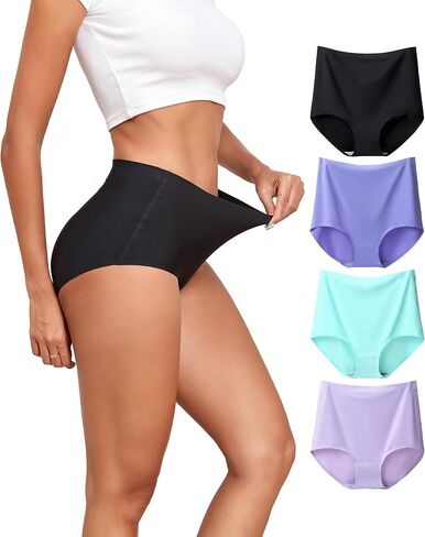 No Show High Waist Underwear for Women Seamless Panties Invisible Briefs Full Coverage Womens Underwear Pack in Kuwait