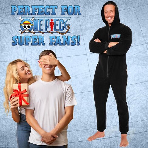 One Piece Anime Merch Manga Jumpsuit One-Piece Pajamas for Teens and Men Warm, Cozy Soft Lounge Wear, Luffy Gifts for Men in Saudi Arabia