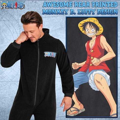 One Piece Anime Merch Manga Jumpsuit One-Piece Pajamas for Teens and Men Warm, Cozy Soft Lounge Wear, Luffy Gifts for Men in Saudi Arabia