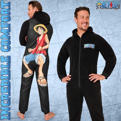 One Piece Anime Merch Manga Jumpsuit One-Piece Pajamas for Teens and Men Warm, Cozy Soft Lounge Wear, Luffy Gifts for Men in Saudi Arabia