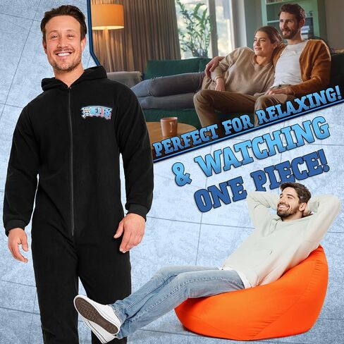 One Piece Anime Merch Manga Jumpsuit One-Piece Pajamas for Teens and Men Warm, Cozy Soft Lounge Wear, Luffy Gifts for Men in Saudi Arabia