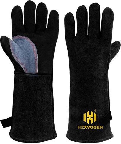 HZXVOGEN 16 Inches 932℉ Heat Fire Resistant Welding Gloves BBQ Grill Gloves for Arc Tig Mig Wood Stove Barking Oven Fireplace Welder Gloves – Free Size for Men Women in Saudi Arabia
