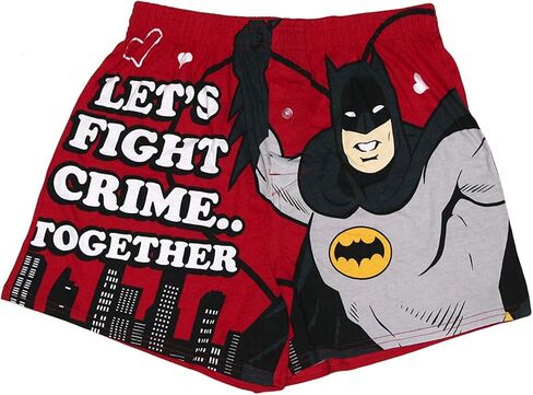 شورت بوكسر DC Comics Batman Let's Fight Crime Together، أحمر متوسط in Kuwait