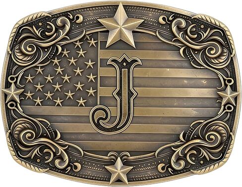Cowboy Belt Buckle for Men Vintage Western Rodeo Texas Initial Letter ABCDJMR to Z Belt Buckles in Kuwait