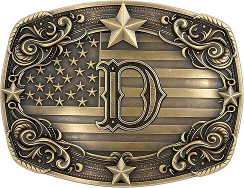 Cowboy Belt Buckle for Men Vintage Western Rodeo Texas Initial Letter ABCDJMR to Z Belt Buckles in Kuwait