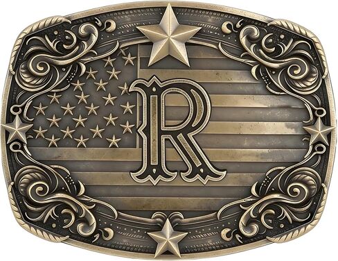 Cowboy Belt Buckle for Men Vintage Western Rodeo Texas Initial Letter ABCDJMR to Z Belt Buckles in Kuwait