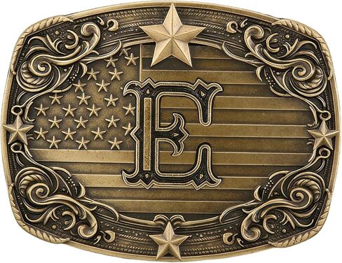 Cowboy Belt Buckle for Men Vintage Western Rodeo Texas Initial Letter ABCDJMR to Z Belt Buckles in Kuwait