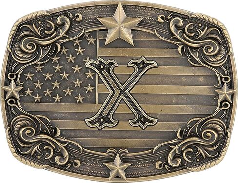 Cowboy Belt Buckle for Men Vintage Western Rodeo Texas Initial Letter ABCDJMR to Z Belt Buckles in Kuwait