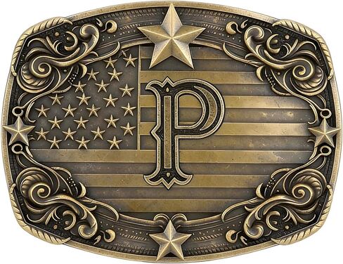 Cowboy Belt Buckle for Men Vintage Western Rodeo Texas Initial Letter ABCDJMR to Z Belt Buckles in Kuwait