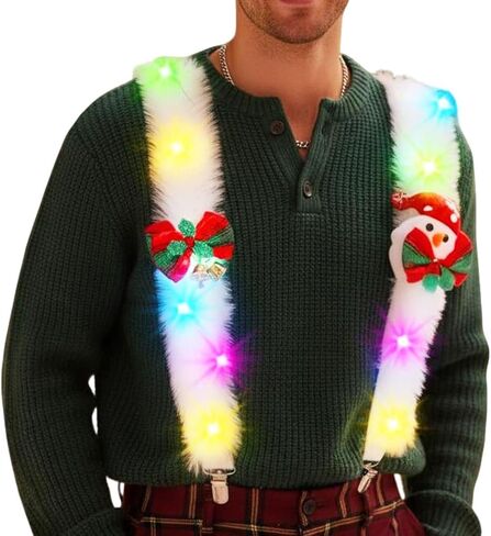 JONKY Light up Christmas Suspenders Xmas Suspender Santa Claus Accessories for Men in Saudi Arabia