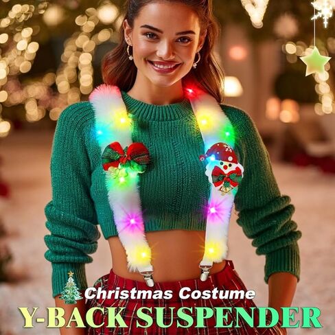 JONKY Light up Christmas Suspenders Xmas Suspender Santa Claus Accessories for Men in Saudi Arabia