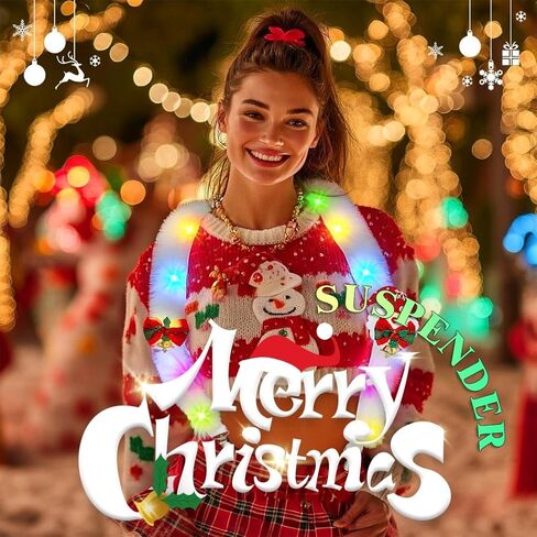 JONKY Light up Christmas Suspenders Xmas Suspender Santa Claus Accessories for Men in Saudi Arabia