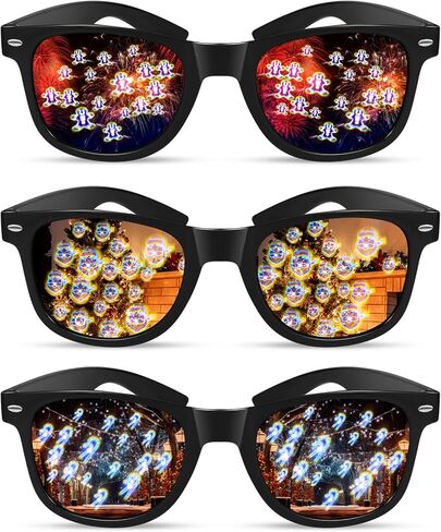 3 PCS 3D Christmas Glasses, 3D Christmas Diffraction Glasses Holiday Specs - Candy Cane Santa Claus Gingerbread Man Effect in Saudi Arabia