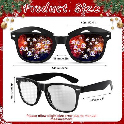 3 PCS 3D Christmas Glasses, 3D Christmas Diffraction Glasses Holiday Specs - Candy Cane Santa Claus Gingerbread Man Effect in Saudi Arabia