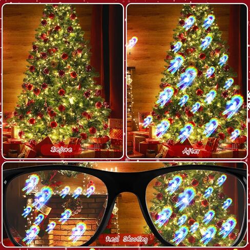 3 PCS 3D Christmas Glasses, 3D Christmas Diffraction Glasses Holiday Specs - Candy Cane Santa Claus Gingerbread Man Effect in Saudi Arabia