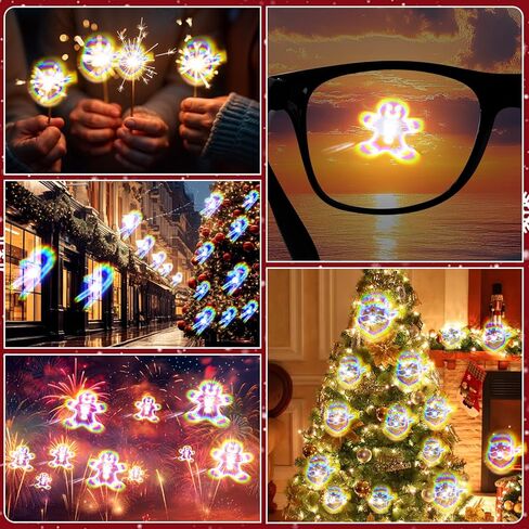 3 PCS 3D Christmas Glasses, 3D Christmas Diffraction Glasses Holiday Specs - Candy Cane Santa Claus Gingerbread Man Effect in Saudi Arabia