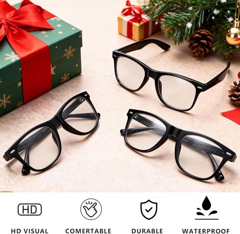 3 PCS 3D Christmas Glasses, 3D Christmas Diffraction Glasses Holiday Specs - Candy Cane Santa Claus Gingerbread Man Effect in Saudi Arabia