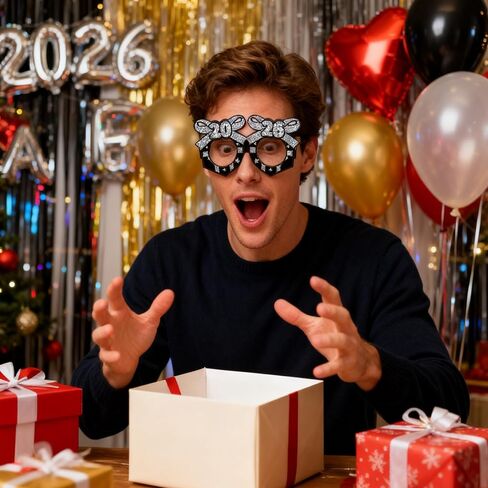 12 قطعة من نظارات ليلة رأس السنة 2026، لوازم حفلات ليلة رأس السنة 2026، نظارات سنة جديدة سعيدة 2026، ديكورات سنة جديدة سعيدة 2026، ديكورات ليلة رأس السنة الجديدة in Kuwait