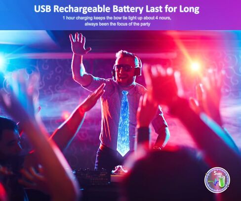 ربطة عنق مضيئة بإضاءة LED، ربطة عنق متوهجة تعمل بالبطارية، زي فلاش مبتكر مضيء قابل لإعادة الشحن لحفلات المهرجانات in Saudi Arabia