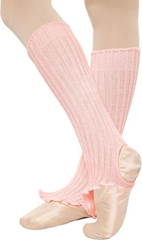 Ballet Leg Warmers for Girls Teens Pink Knitted Stirrup Socks for Dance Practice Yoga Sports and Daily Wear in Saudi Arabia