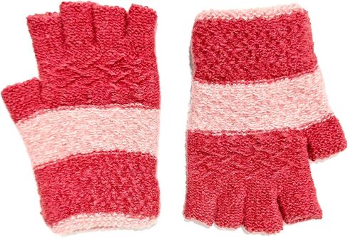 AIMI 3 Pairs Kids Fingerless Knit Fall Winter Warm Mittens Gloves Red Pink 3 Colors for Girls Half Finger Gloves in Saudi Arabia