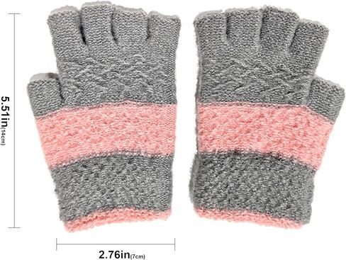 AIMI 3 Pairs Kids Fingerless Knit Fall Winter Warm Mittens Gloves Red Pink 3 Colors for Girls Half Finger Gloves in Saudi Arabia