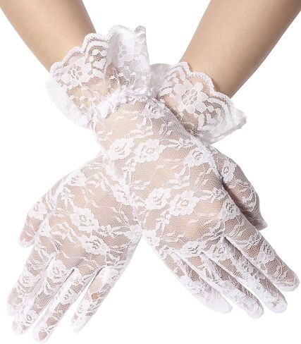 SATINIOR Lace Princess Gloves for Girls Tea Party Dress Up Gloves Halloween Costume Party Princess Cosplay in Saudi Arabia