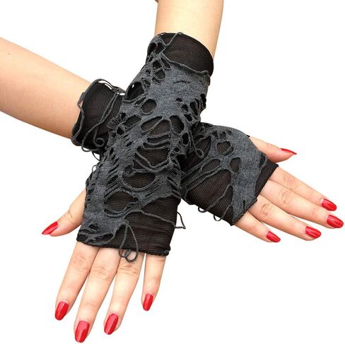 1Pair Sexy Gothic Black Fingerless Long Glove Halloween Funny Punk Rock Gloves Hip Pop Jazz Disco Mittens in Saudi Arabia