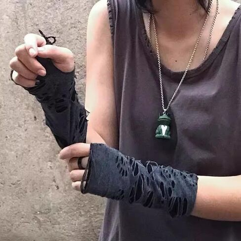 1Pair Sexy Gothic Black Fingerless Long Glove Halloween Funny Punk Rock Gloves Hip Pop Jazz Disco Mittens in Saudi Arabia