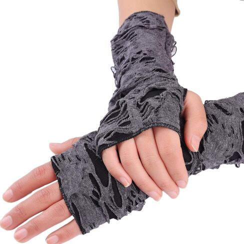 1Pair Sexy Gothic Black Fingerless Long Glove Halloween Funny Punk Rock Gloves Hip Pop Jazz Disco Mittens in Saudi Arabia