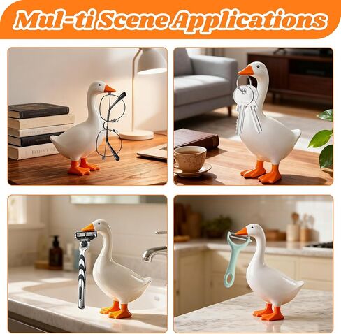حامل مفتاح أوزة ديكور غرفة Kawaii ديكور مكتب مضحك، تمثال أوزة مكتب أشياء لطيفة ديكور داخلي للمنزل والمكتب والمنزل، هدايا عيد الميلاد المضحكة لتدفئة المنزل ومواد تخزين in Kuwait