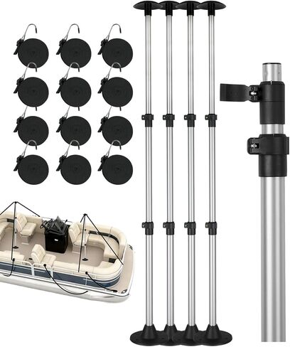 OCEANBROAD غطاء القارب دعم القطب قابل للتعديل تصغير القطب الألومنيوم مع الأشرطة، لقارب V هال قارب جون قارب عائم، 1 حزمة in Kuwait