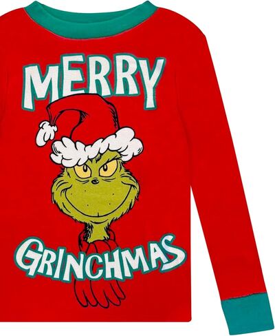 Dr. Seuss The Grinch Christmas Pajamas 4 Piece Set - Holiday Sleepwear Long Sleeve & Pants, Matching Kids Boys Girls PJ Set in Saudi Arabia