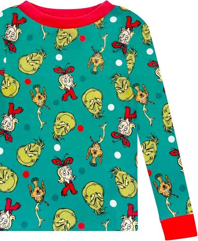 Dr. Seuss The Grinch Christmas Pajamas 4 Piece Set - Holiday Sleepwear Long Sleeve & Pants, Matching Kids Boys Girls PJ Set in Saudi Arabia