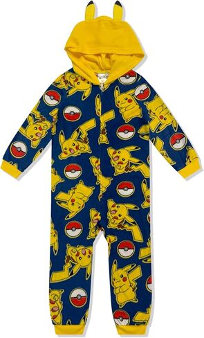 بيجامة Pokémon Kids Onesie - بطانية نوم بغطاء للرأس بأكمام طويلة للأولاد - زي قطعة واحدة - ترخيص رسمي in Kuwait