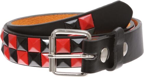 Kids' Checkerboard Studded Belt – 1" Faux Leather, Snap-On in Saudi Arabia