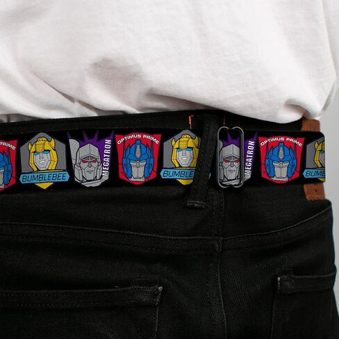 Transformers Belt, Seatbelt Buckle Belt, Transformers Character Trio Face and Name Icons Multi Color, Adjustable in Saudi Arabia