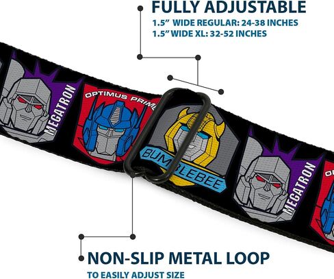 Transformers Belt, Seatbelt Buckle Belt, Transformers Character Trio Face and Name Icons Multi Color, Adjustable in Saudi Arabia