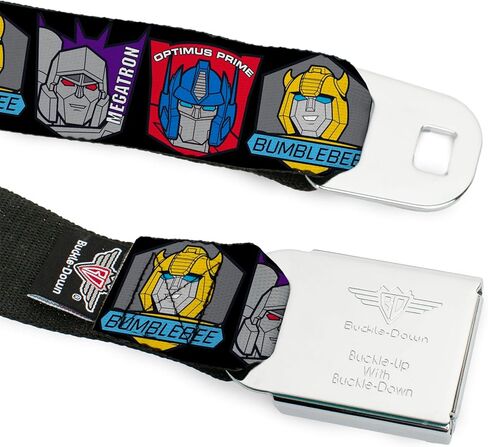 Transformers Belt, Seatbelt Buckle Belt, Transformers Character Trio Face and Name Icons Multi Color, Adjustable in Saudi Arabia