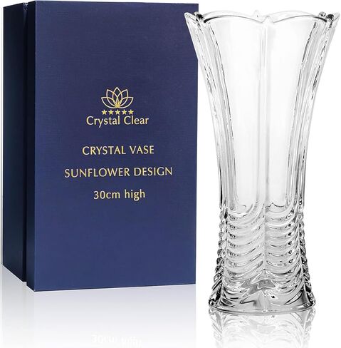 CS Crystal Vase 15-inch high, Frost Flower Design, for Flowers & Decor. Lovely Nice Shiny Piece. Perfect as a Gift, Suitable for All Occasions. in Saudi Arabia