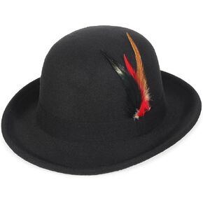 قبعات GEMVIE كلاسيكية للرجال والنساء ذات حافة قصيرة فيدورا قابلة للسحق مع شريط من الريش in Kuwait