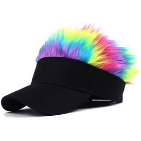 Spiked Wig Sun Visor Novelty Hat Peaked Baseball Cap Golf Hat with Fake Hairs for Women Men in Kuwait