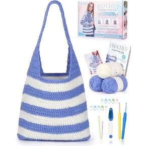 Katech Crochet Bag Kit for Beginners-Beginner Crochet Kit for Adults Kids Teens-Learn to Crochet Tote Bag with Step-by-Step Tutorials-Crochet Starter Kit-Craft Kit for Adults Kids in Kuwait