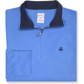 Brooks Brothers Mens Classic Fit Contrast Collar Quarter Zip Cotton Sweatshirt, in Kuwait