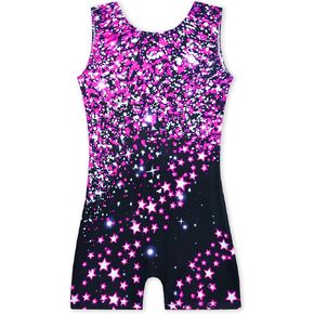 Gymnastics Leotards for Girls 8-9 Years Old Pink Purple Rhombus Sleeveless Biketards with Shorts in Kuwait
